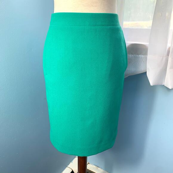 J. Crew Factory Dark Emerald Crepe The Pencil Skirt Size 0 - Picture 7 of 8